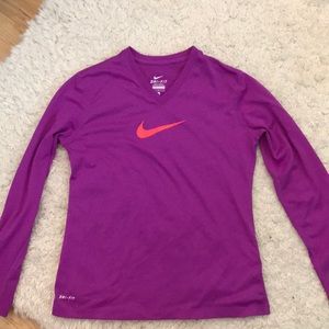Kids NIKE dry fit long sleeves workout shirt.